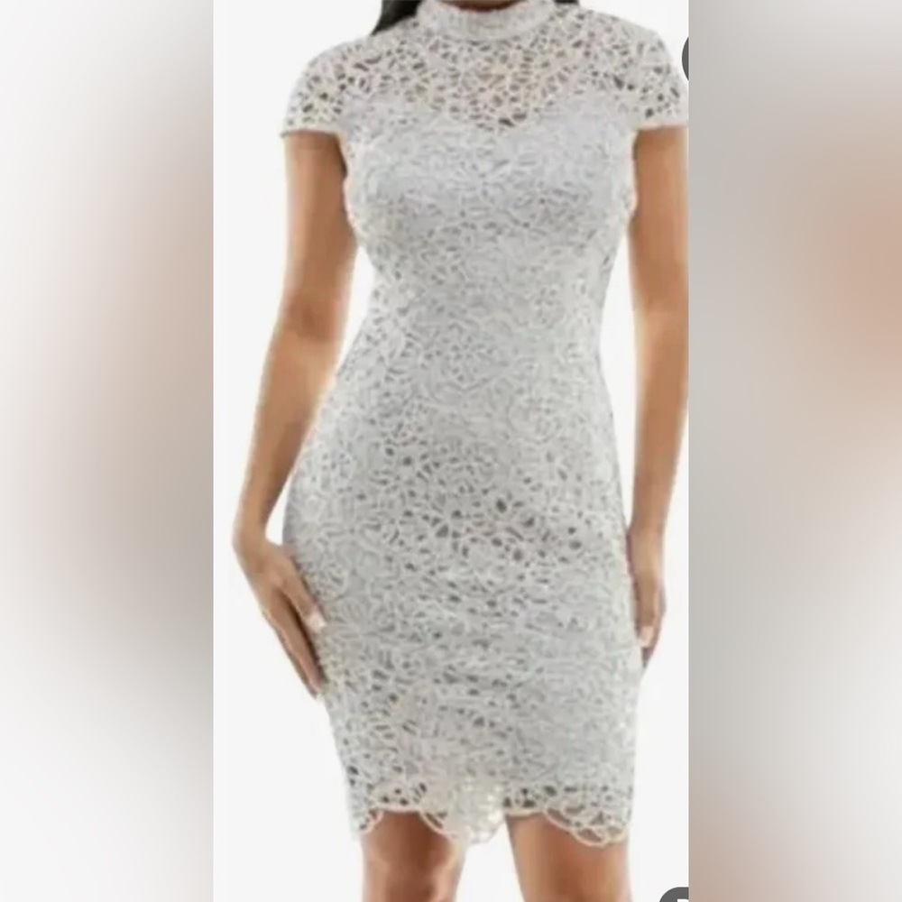 Premier Amour Lace Dress in Soft Gray